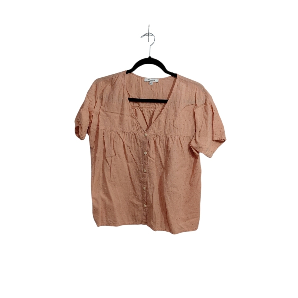 Madewell Peach Short-Sleeve Button-Down Top